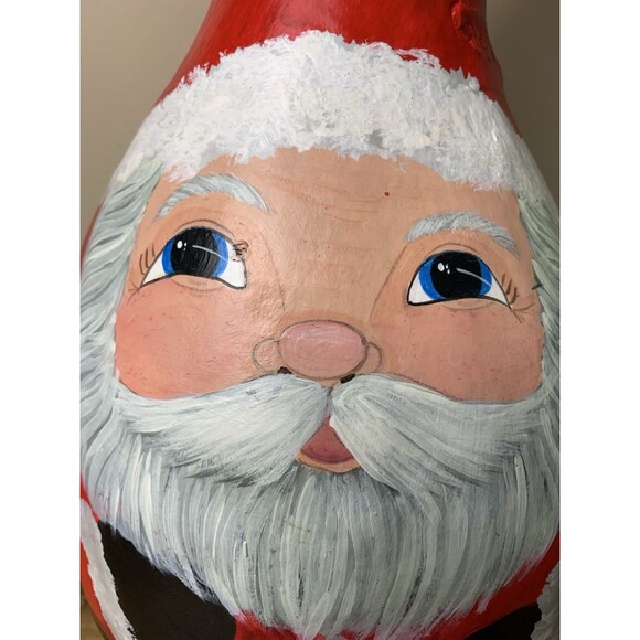 Hand Painted Santa Claus Gourd Christmas Vtg Folk Art Country Primitive READ - Picture 2 of 12